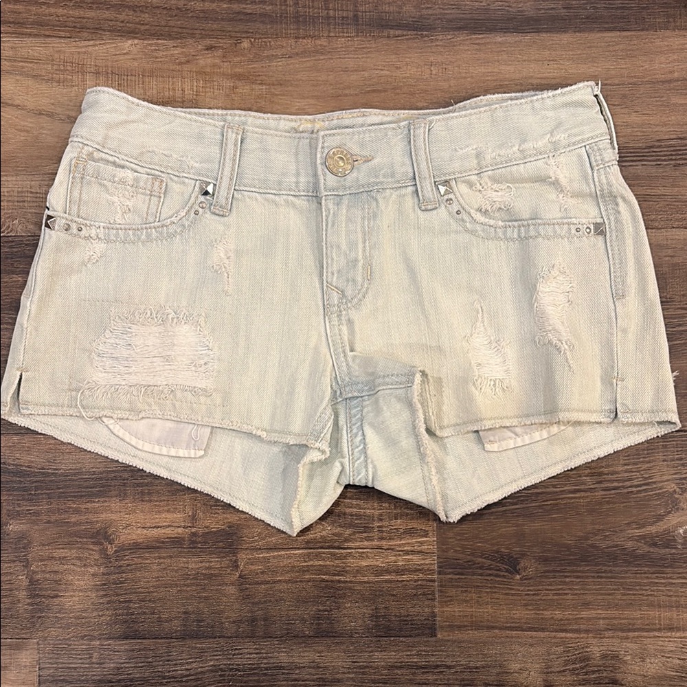 Express | Size 2 | Icy Blue Jean Shorts Distressed Style with silver studs